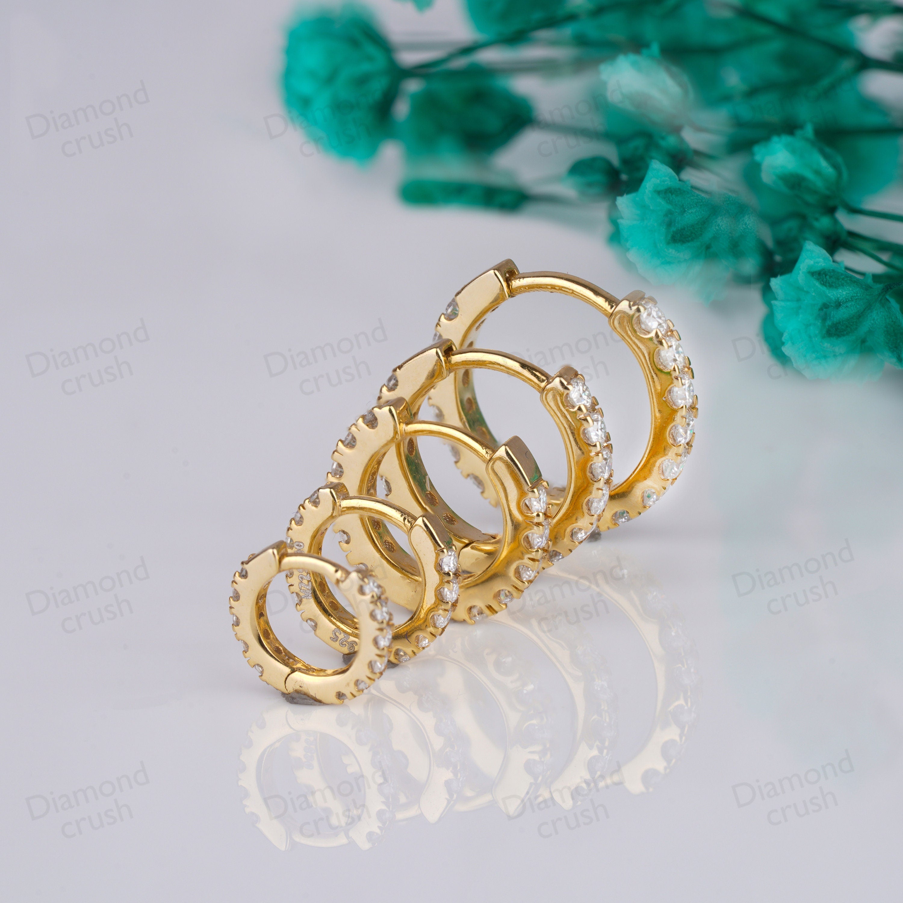 Lab Grown Diamond Earrings Small Hoop Earrings Cartilage Hoop Huggie Helix Hoops Thin Hoop Earrings Conch Earrings 14K Gold Diamond Hoop
