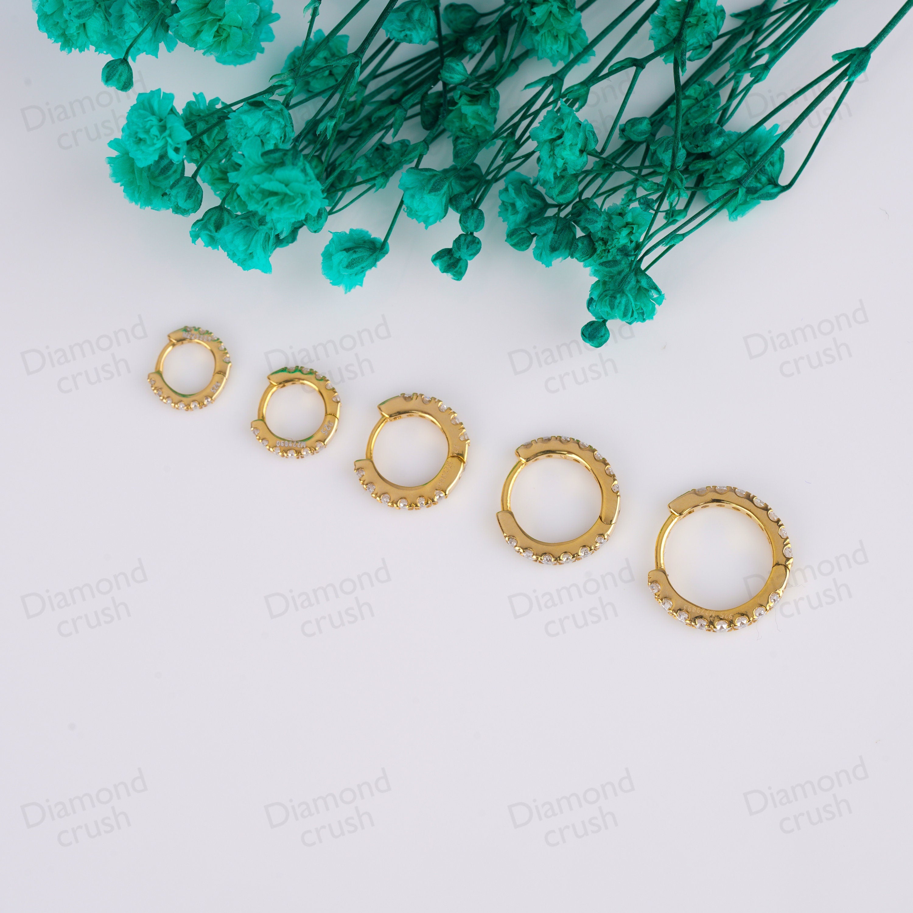 Lab Grown Diamond Earrings Small Hoop Earrings Cartilage Hoop Huggie Helix Hoops Thin Hoop Earrings Conch Earrings 14K Gold Diamond Hoop