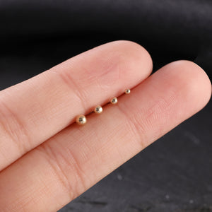 14K Solid Gold Threadless Labret Stud, Small Ball Studs, Nose Stud, Tragus Stud, Forward Helix Piercing, Tiny Ball Studs, Flat Back Earring