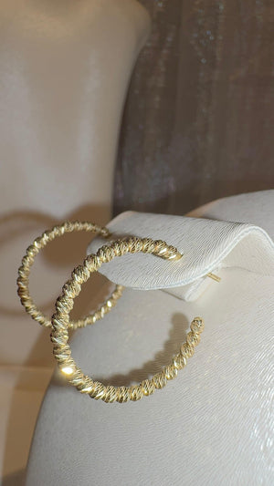 Elegant 14K Italian Gold Dainty Hoop Earrings with Beads.