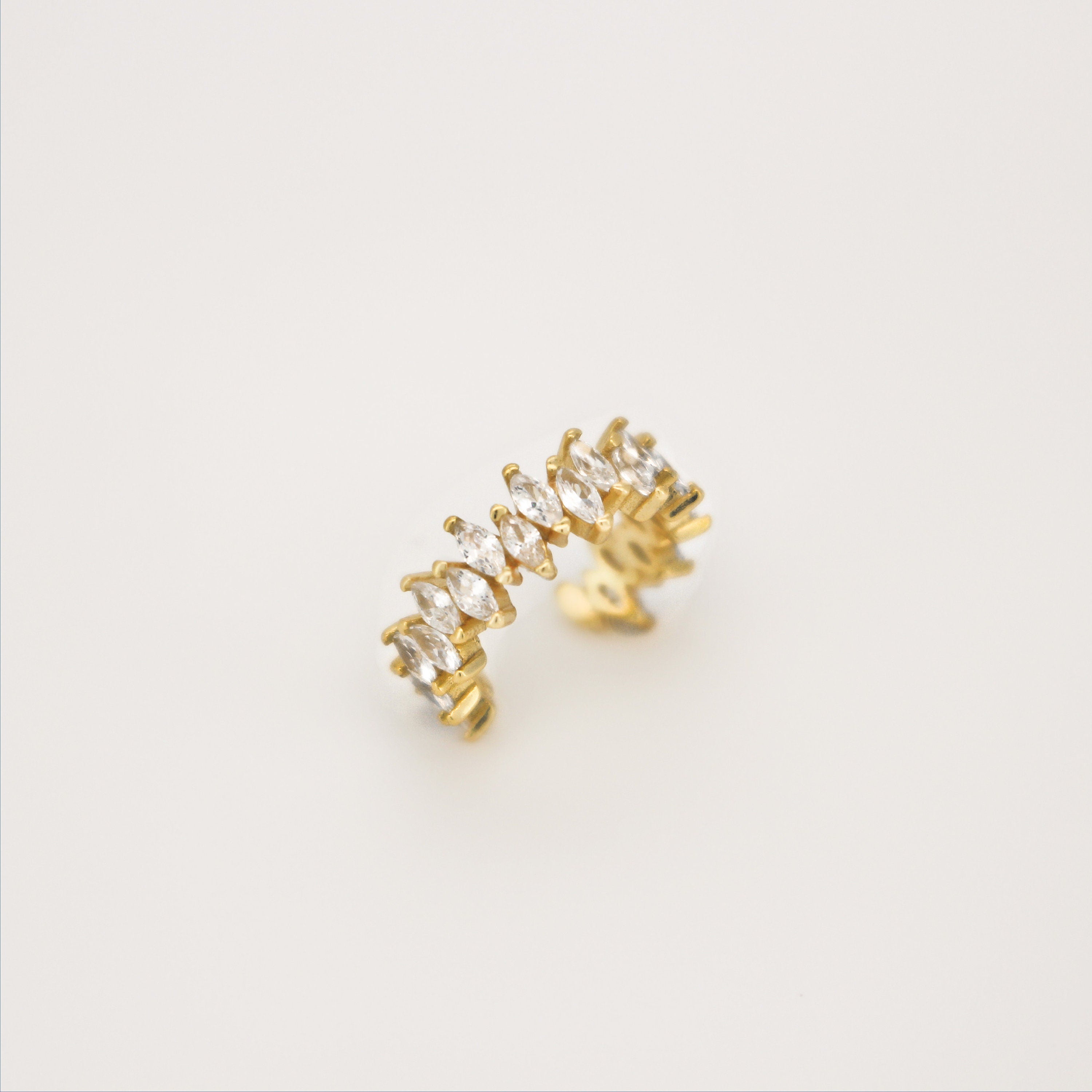 Genuine Earcuff in 925 Sterling Silver ∙ CZ Horse Eye Gold Cuff ∙ Pave Shinny Cuffs ∙ Cartilage Ring U-Shaped Trendy