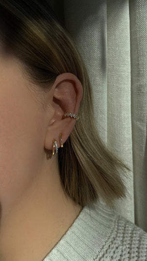 Genuine Earcuff in 925 Sterling Silver ∙ CZ Horse Eye Gold Cuff ∙ Pave Shinny Cuffs ∙ Cartilage Ring U-Shaped Trendy