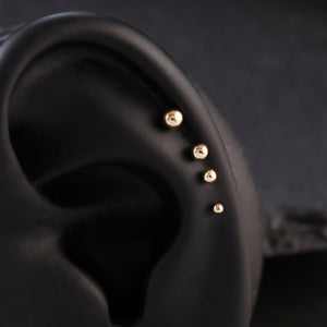 14K Solid Gold Threadless Labret Stud, Small Ball Studs, Nose Stud, Tragus Stud, Forward Helix Piercing, Tiny Ball Studs, Flat Back Earring