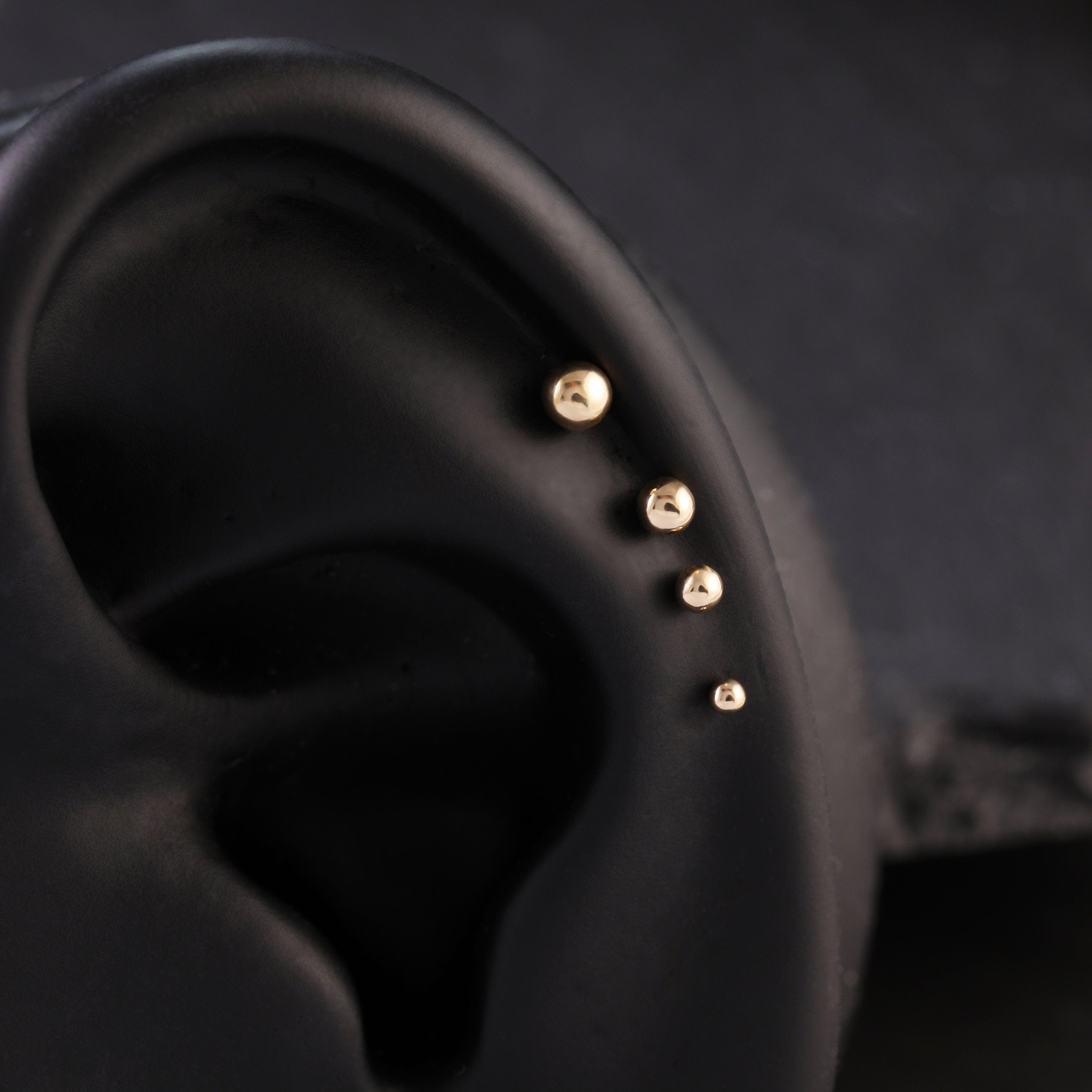 14K Solid Gold Threadless Labret Stud, Small Ball Studs, Nose Stud, Tragus Stud, Forward Helix Piercing, Tiny Ball Studs, Flat Back Earring