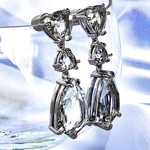Regal Diamond Wedding Drop Earrings. Swarovski-Like Earrings for Women.