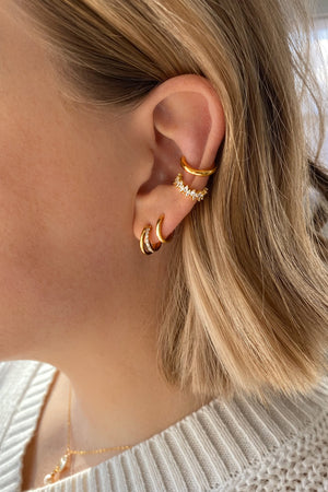 Genuine Earcuff in 925 Sterling Silver ∙ CZ Horse Eye Gold Cuff ∙ Pave Shinny Cuffs ∙ Cartilage Ring U-Shaped Trendy