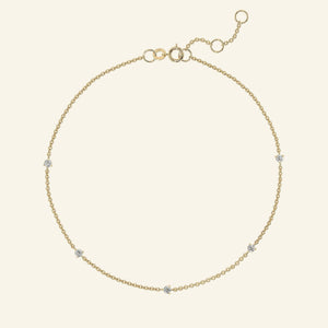 Elegant 14K Solid Gold Diamond Station Bracelet - 0.13Ct Solitaire Sparkle.