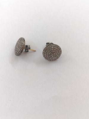 15Mm Pave Diamond Stud Earrings, Sterling Silver, Minimalist Modern Jewelry