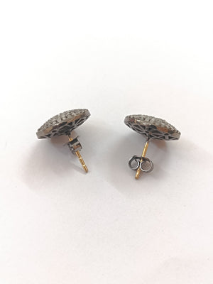 15Mm Pave Diamond Stud Earrings, Sterling Silver, Minimalist Modern Jewelry