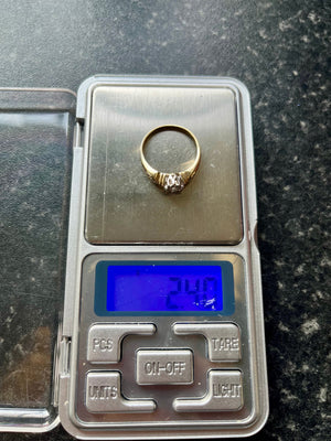 Vintage 9Ct Yellow Gold Diamond Starburst Engagement Ring (Size US 7 1/2)