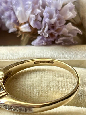 Vintage 9Ct Yellow Gold Diamond Starburst Engagement Ring (Size US 7 1/2)