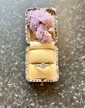 Vintage 9Ct Yellow Gold Diamond Starburst Engagement Ring (Size US 7 1/2)