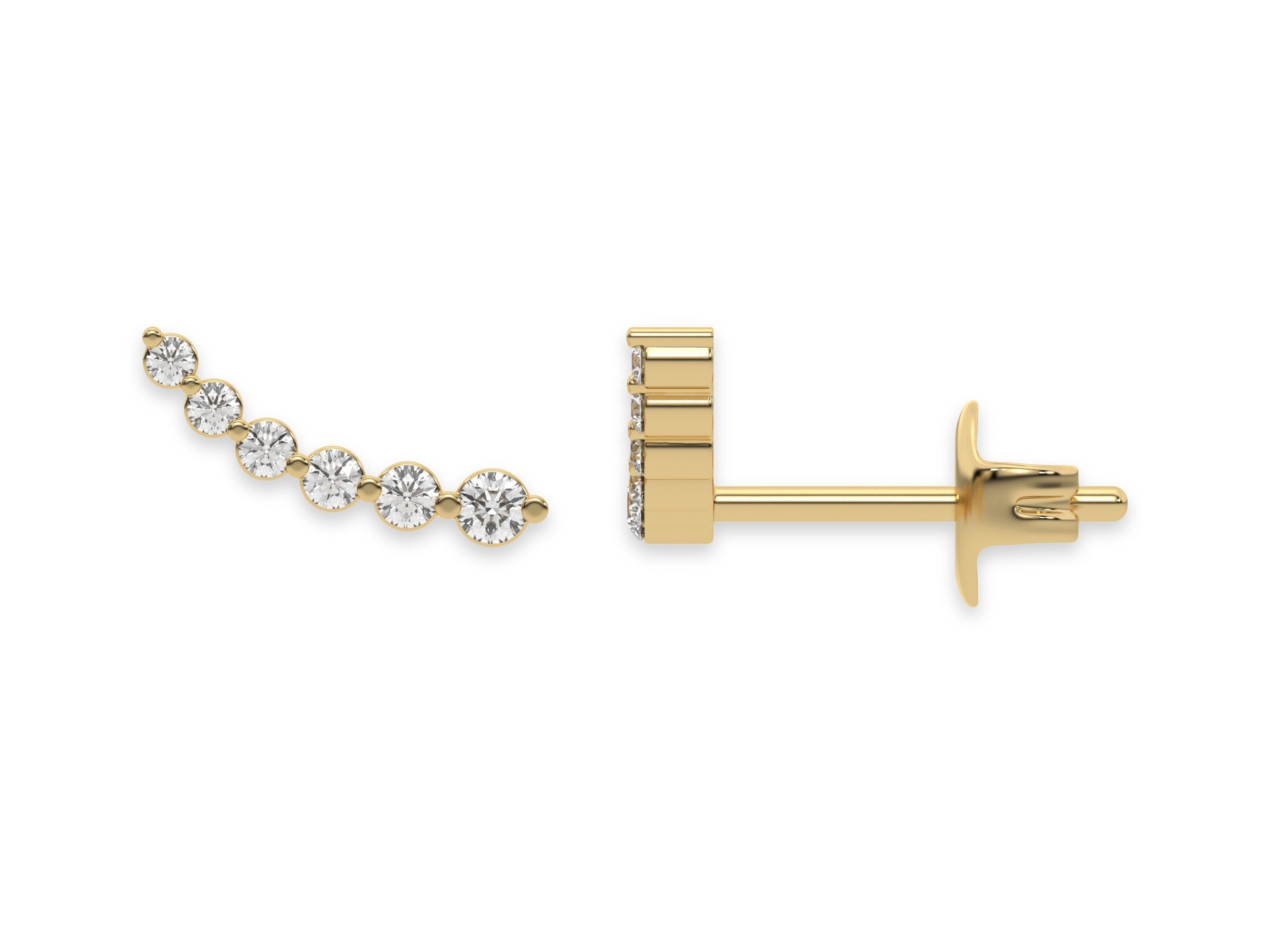 Ear Climber Earring, Lab Grown Diamond Stud Earring Diamond Ear Cuff, Statement Earring, 14K Gold Dainty Earring, Designer Earring for Women