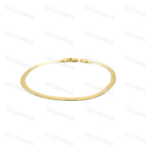 14K Solid Gold Herringbone Anklet: 3Mm Real Gold Ankle Chain