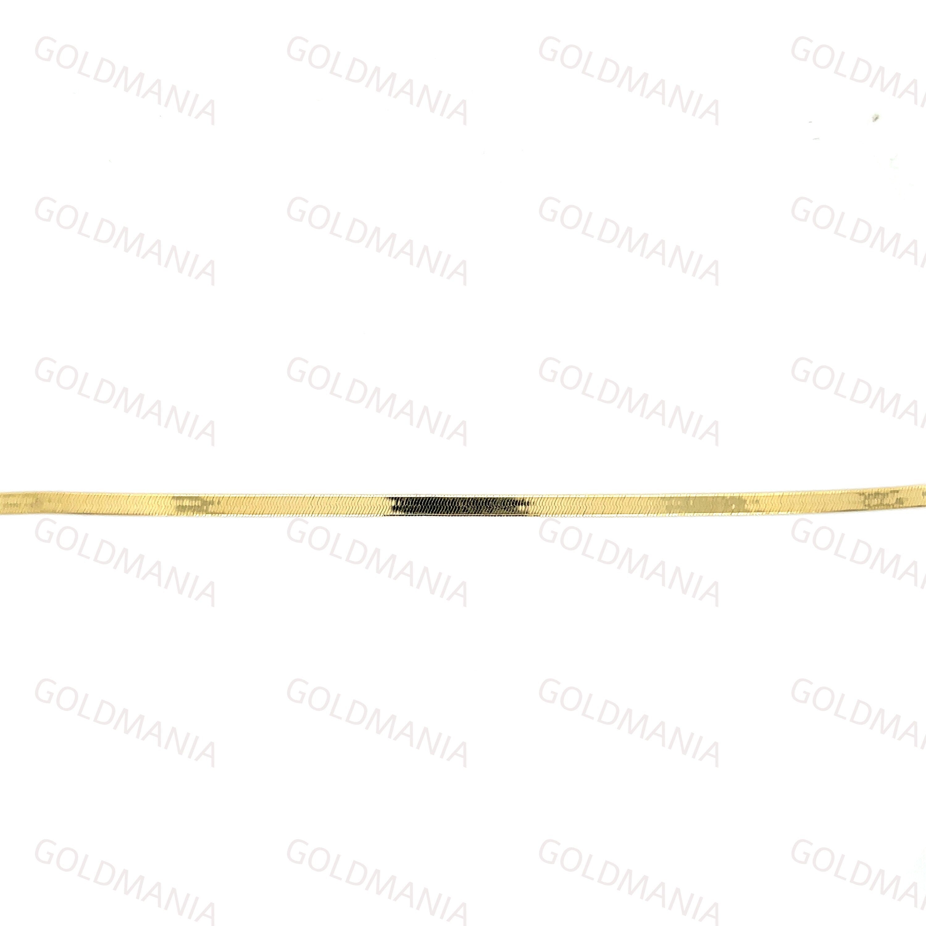 14K Solid Gold Herringbone Anklet: 3Mm Real Gold Ankle Chain