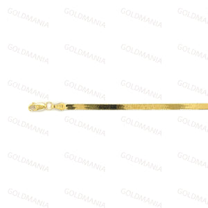 14K Solid Gold Herringbone Anklet: 3Mm Real Gold Ankle Chain