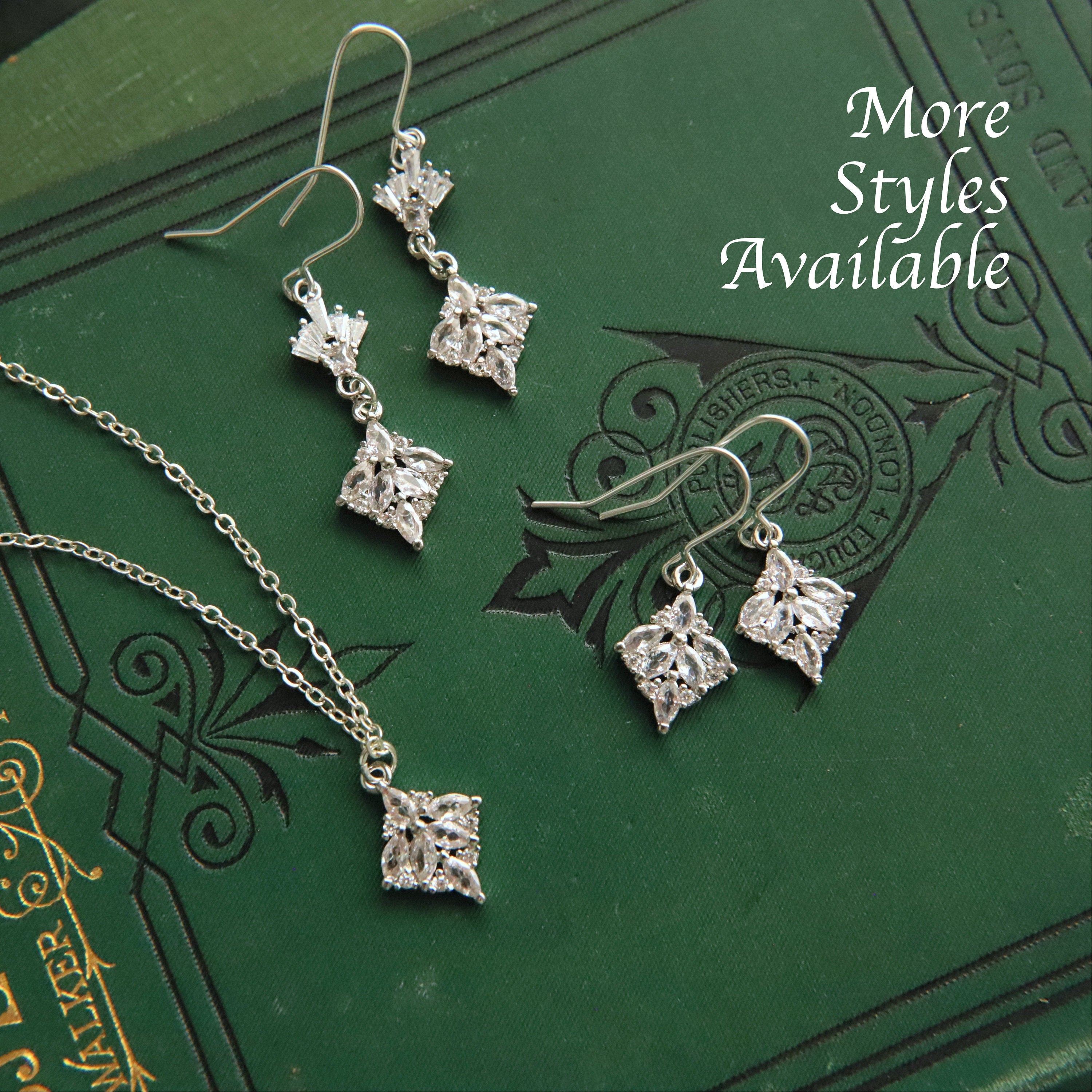 Art Deco Earrings, Marquise Earrings, Zirconia Diamond Drop Earrings 1920S Twenties Geometric Crystal Dangles Drops Art Nouveau Victorian