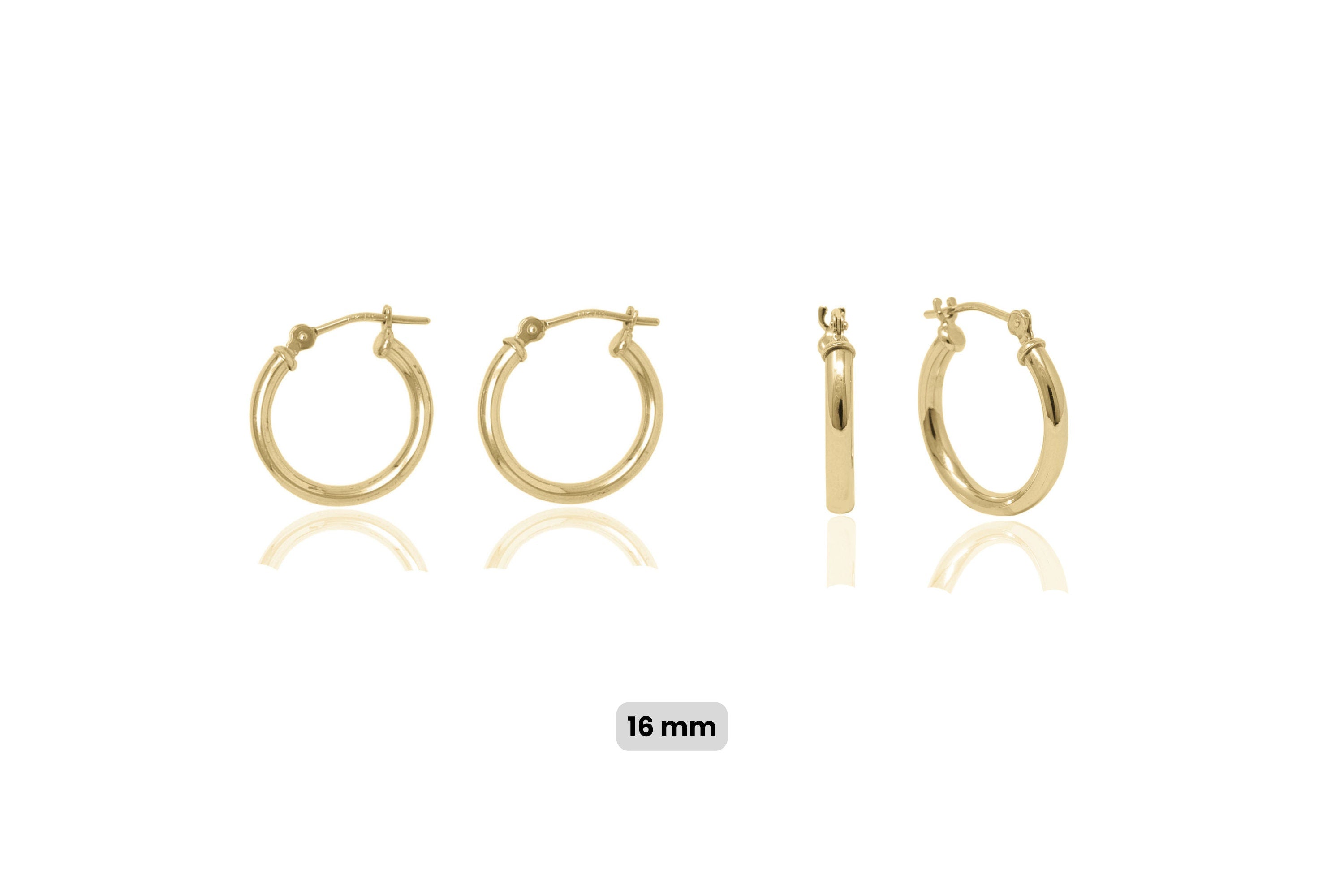 14K Gold Hoop Earrings: Minimalist Lightweight Yellow Gold