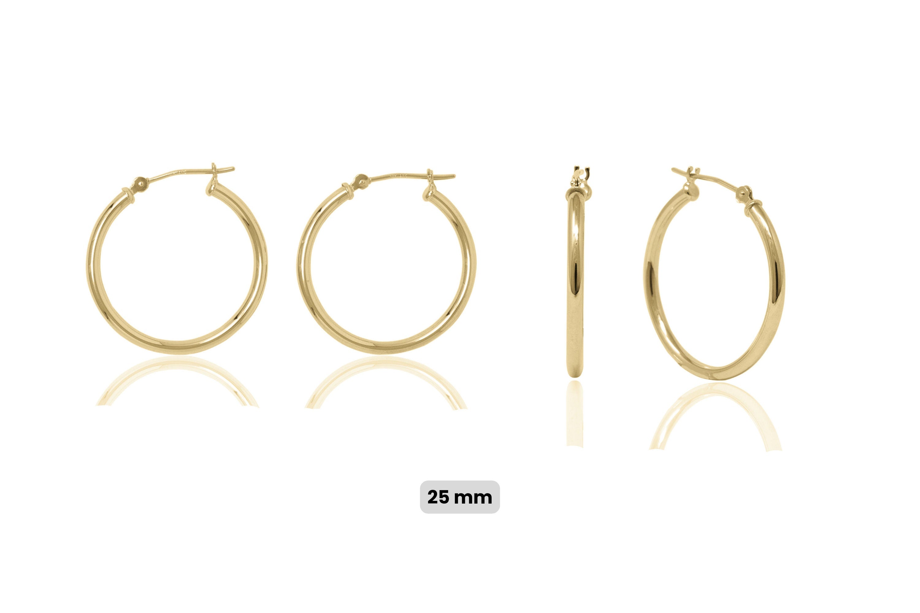 14K Gold Hoop Earrings: Minimalist Lightweight Yellow Gold