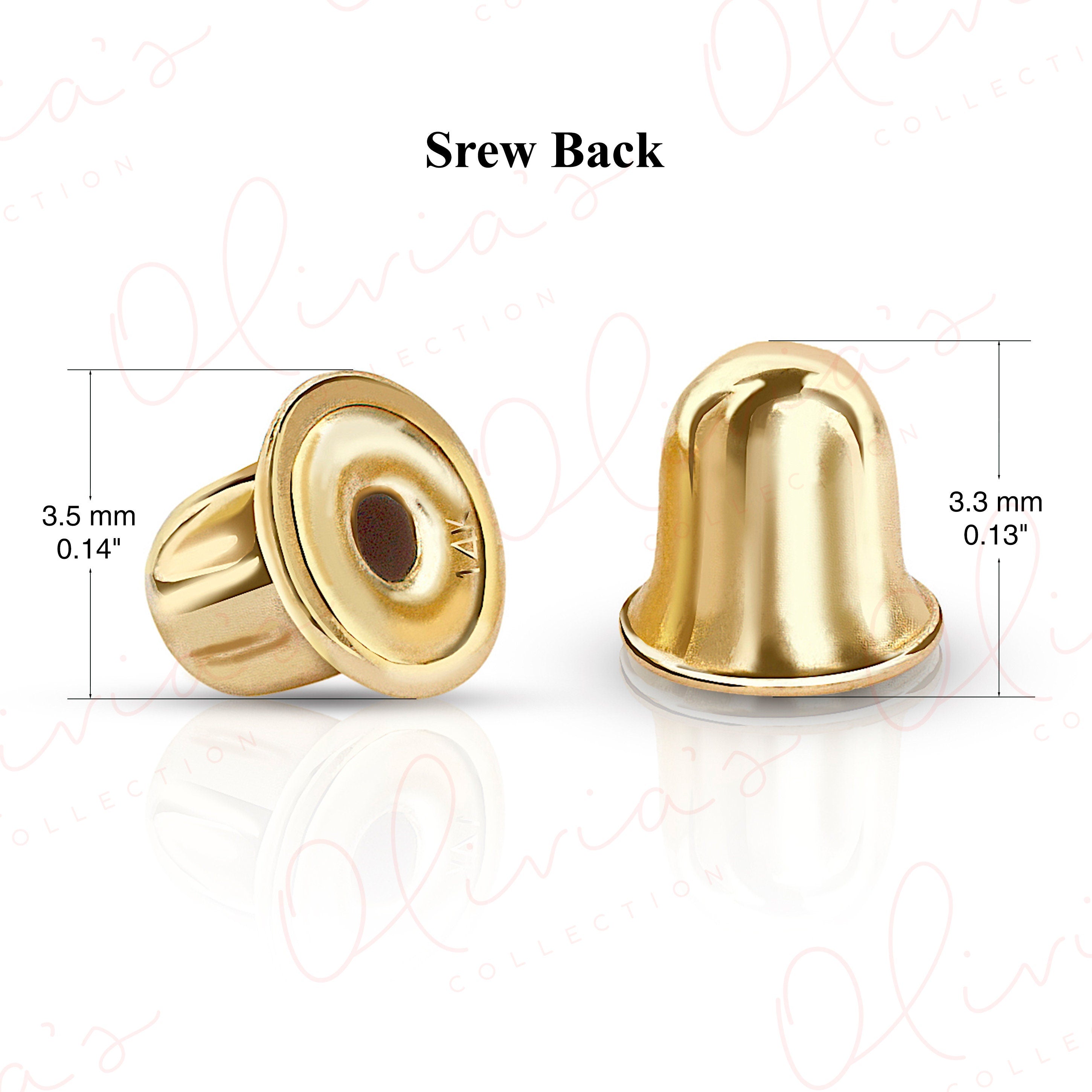 14K Solid Gold Circle Stud Earrings: Diamond Cut Sandblast Finish