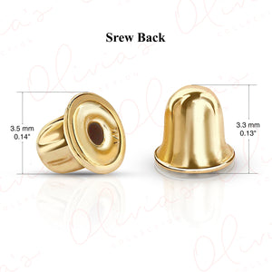 14K Solid Gold Circle Stud Earrings: Diamond Cut Sandblast Finish