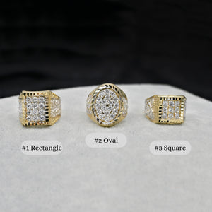Real 10K Solid Gold Men'S Ring CZ Stone Real Solid 10K Yellow Gold Large Men'S Ring | All Sizes | 10K Solid round Gold Ring
