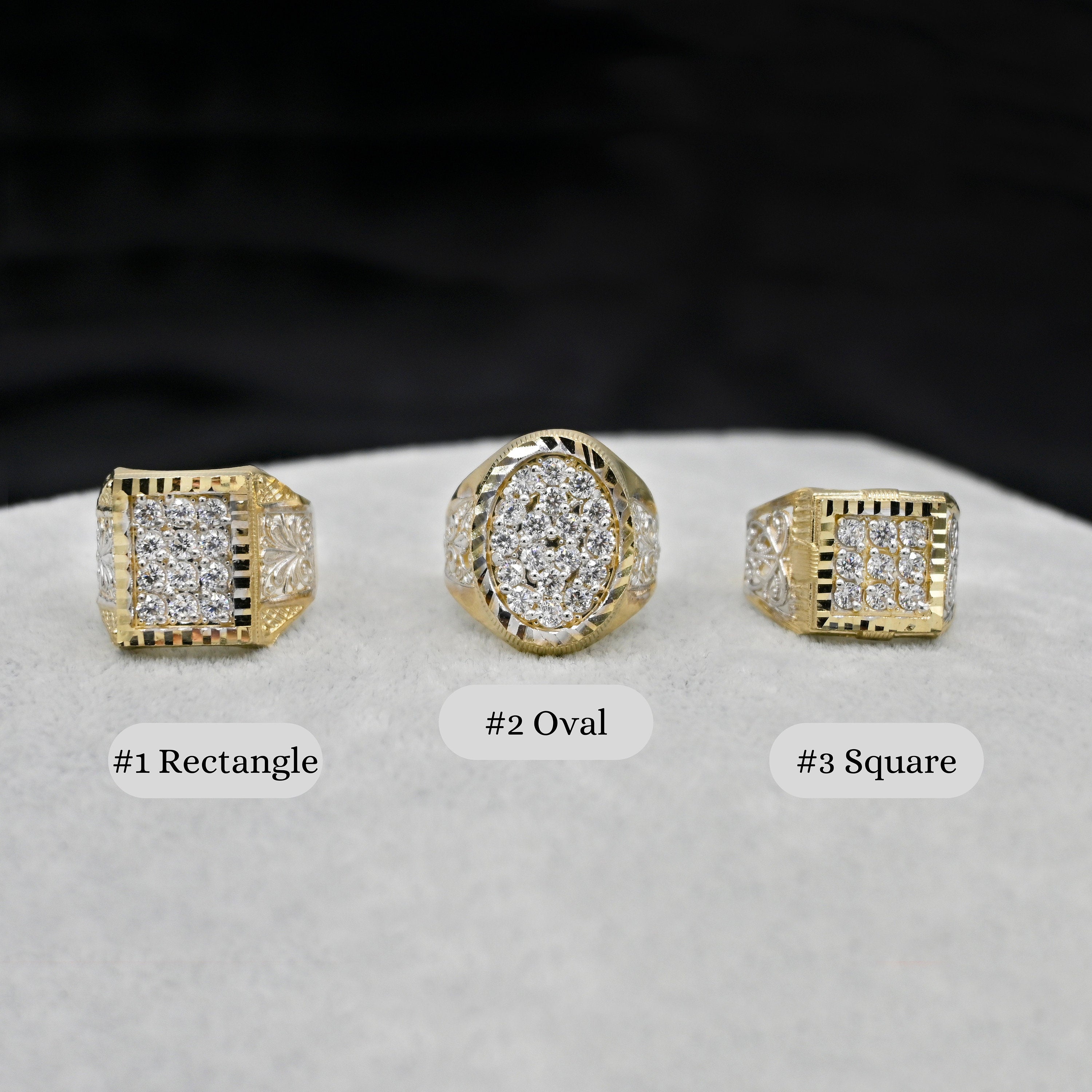 Real 10K Solid Gold Men'S Ring CZ Stone Real Solid 10K Yellow Gold Large Men'S Ring | All Sizes | 10K Solid round Gold Ring