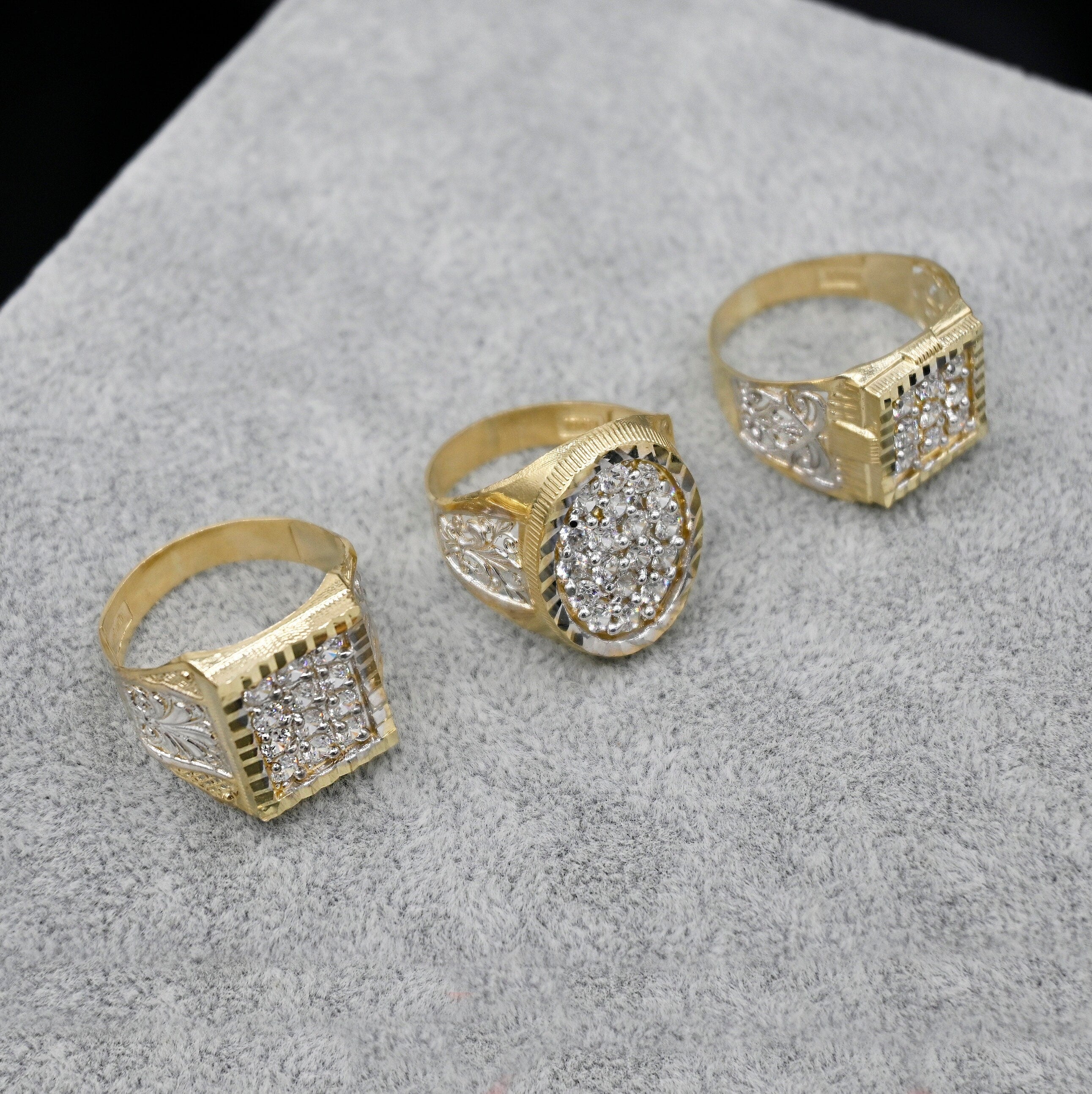 Real 10K Solid Gold Men'S Ring CZ Stone Real Solid 10K Yellow Gold Large Men'S Ring | All Sizes | 10K Solid round Gold Ring
