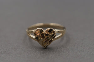 10K Yellow Gold Diamond Cut Heart Nugget Ring