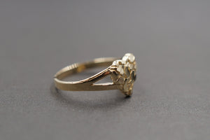 10K Yellow Gold Diamond Cut Heart Nugget Ring