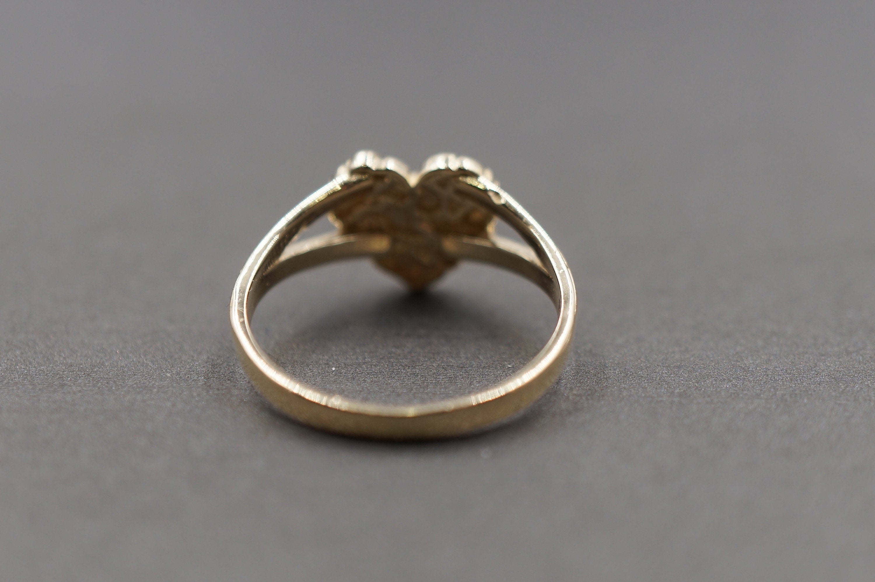 10K Yellow Gold Diamond Cut Heart Nugget Ring