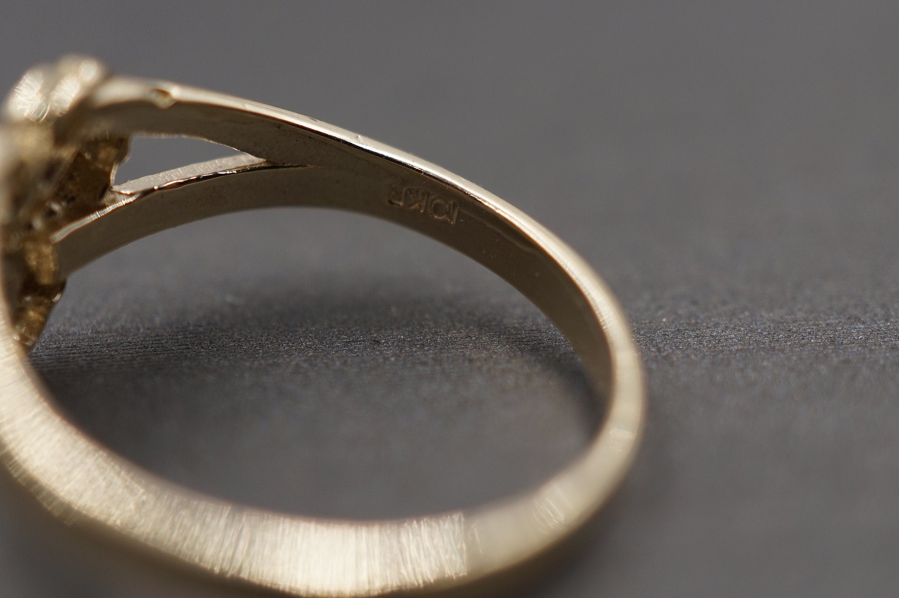 10K Yellow Gold Diamond Cut Heart Nugget Ring