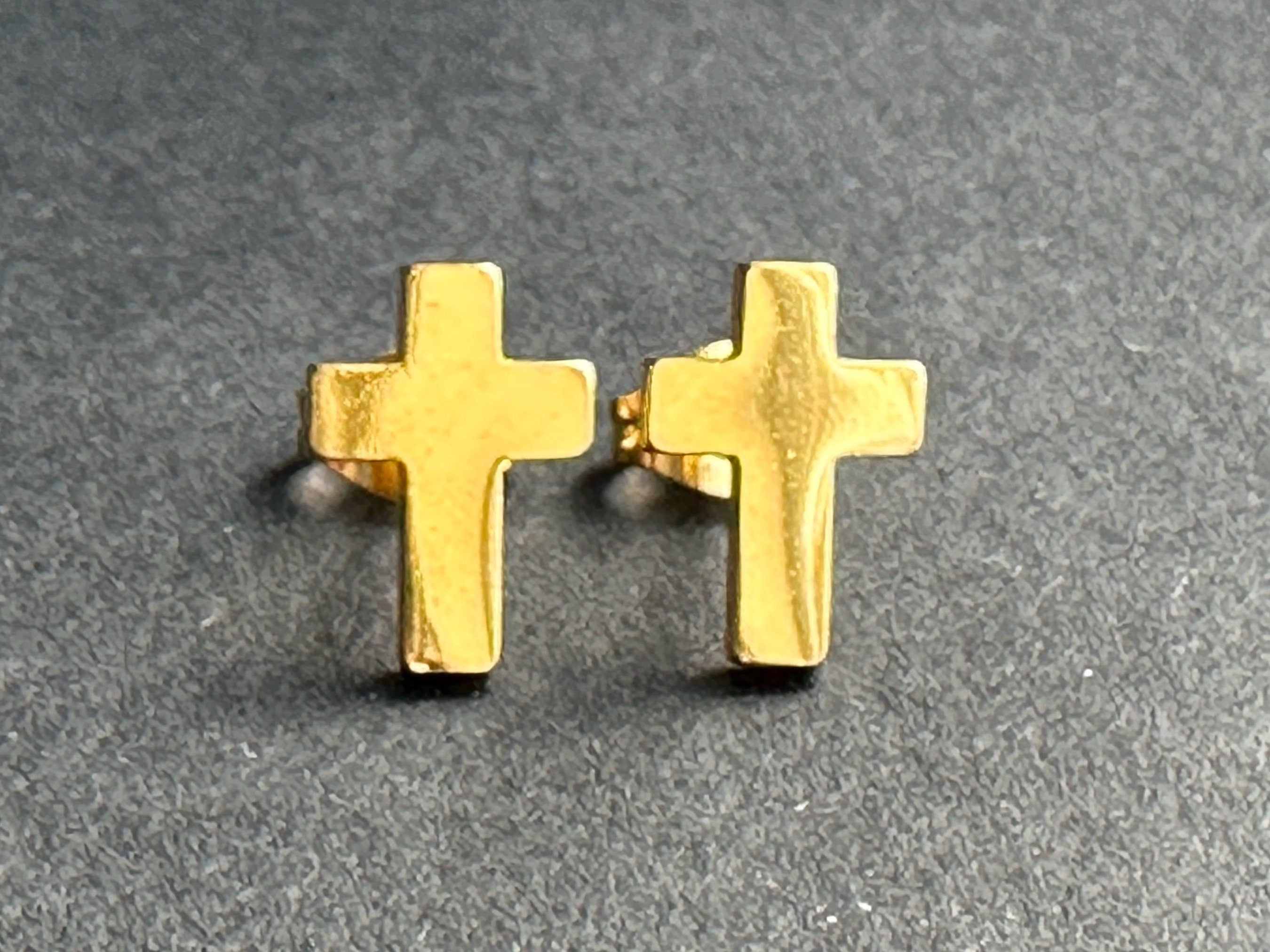 Cross Stud Surgical Steel Earrings Black, Silver & Gold