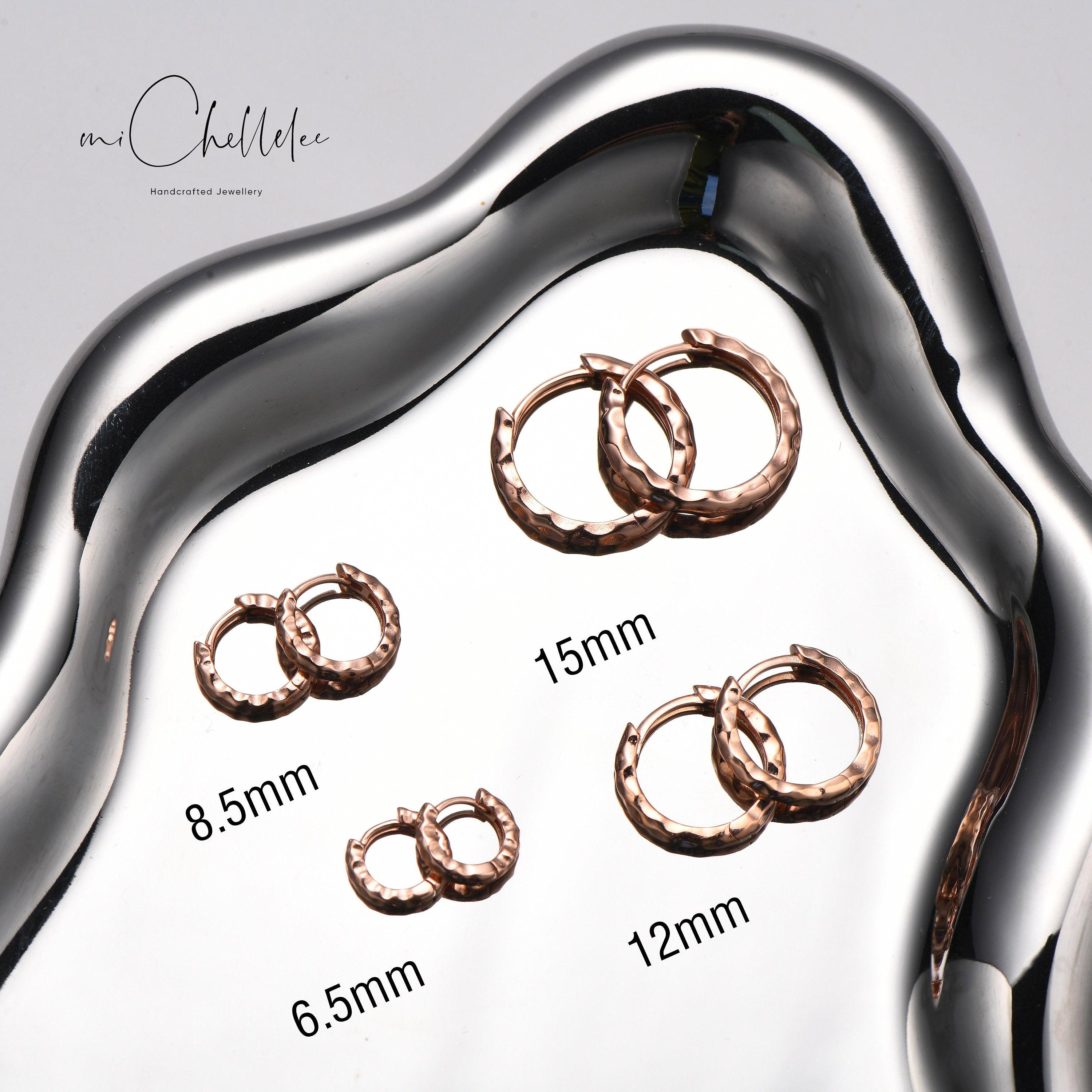 Stylish Minimalist Hammered Huggie Hoop Earrings in Sterling Silver - Chic Geometric Jewelry.