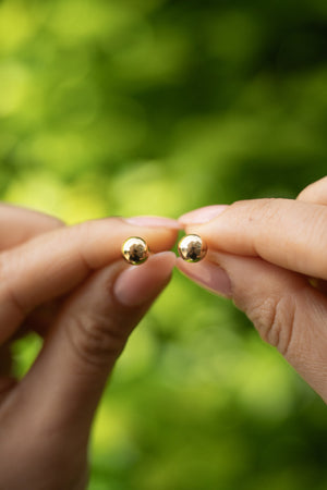 18K Solid Gold Ball Stud Earrings, 7Mm Dainty Minimalist Earrings, Everyday Jewelry, Gift for Her