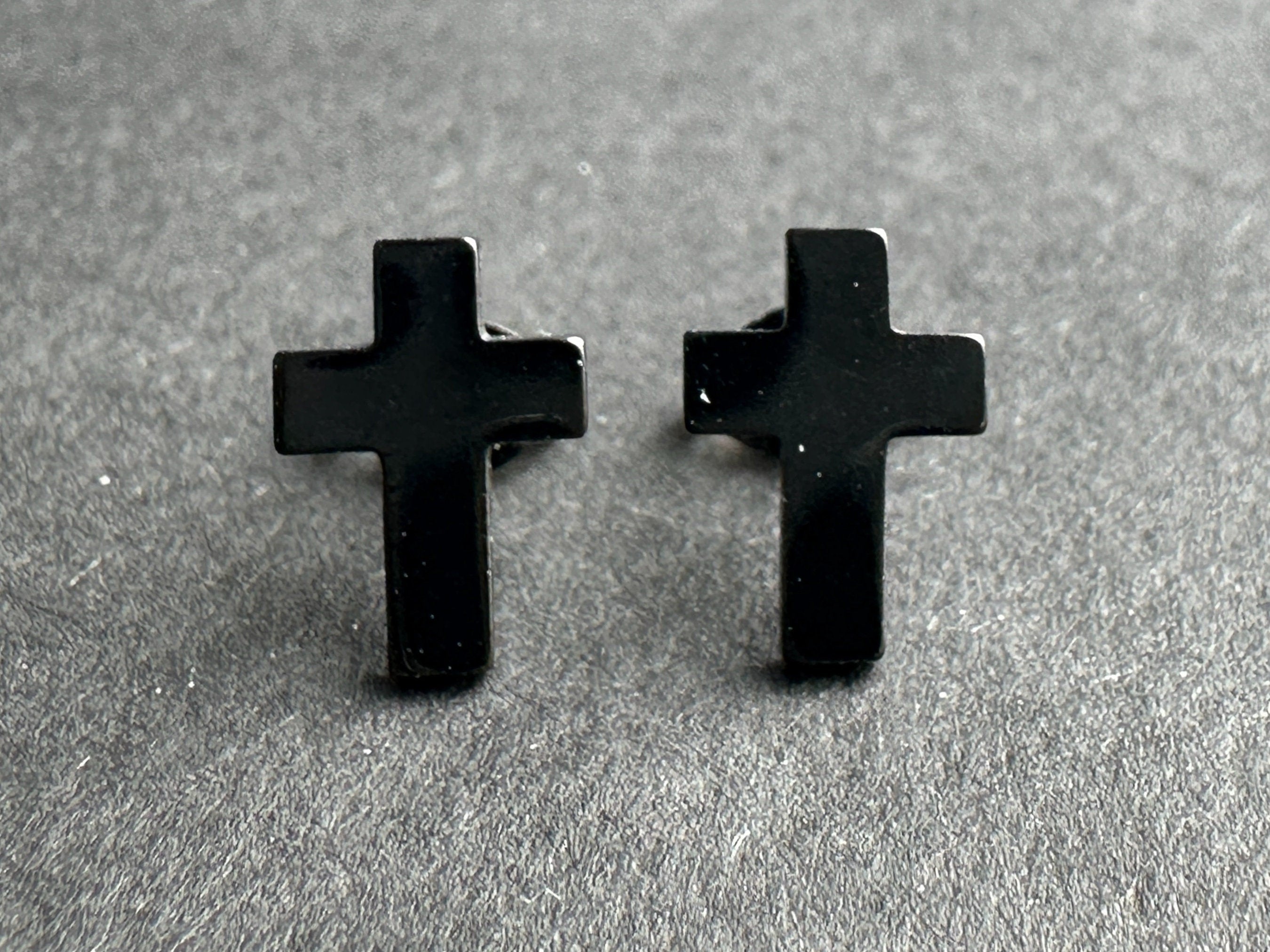 Cross Stud Surgical Steel Earrings Black, Silver & Gold