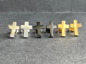 Cross Stud Surgical Steel Earrings Black, Silver & Gold