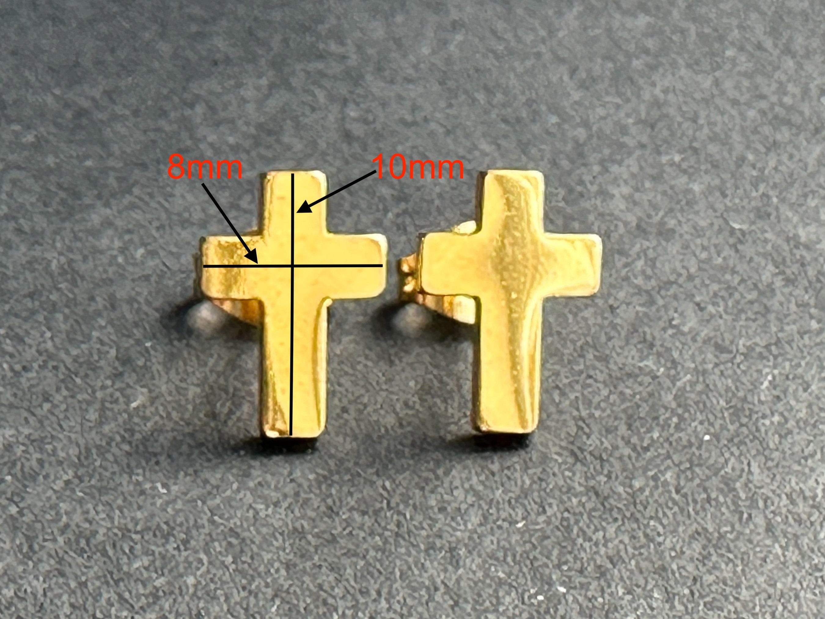 Cross Stud Surgical Steel Earrings Black, Silver & Gold