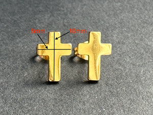 Cross Stud Surgical Steel Earrings Black, Silver & Gold