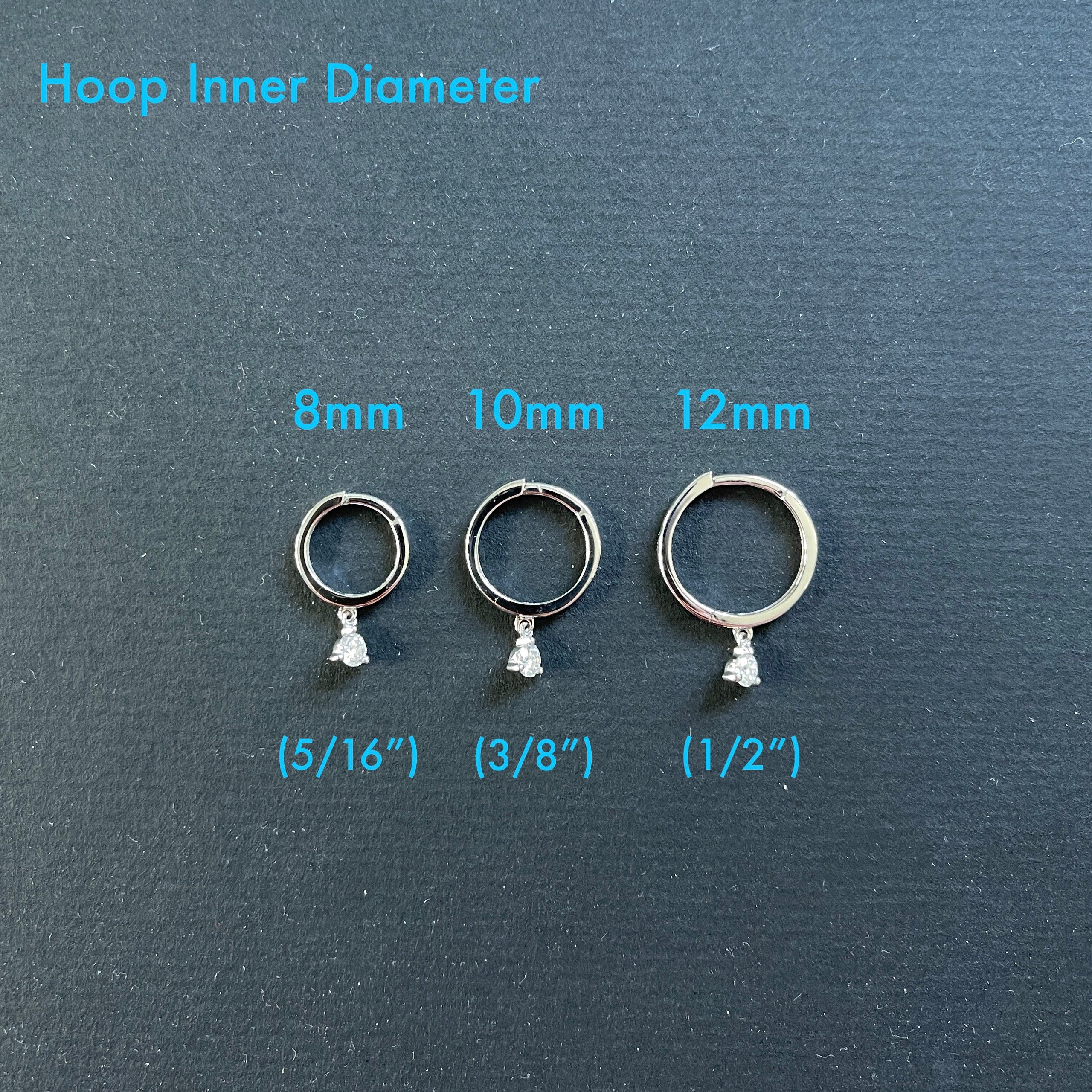 Solid Gold Moissanite Drop Huggie Hoops: Dainty Sleeper Earrings