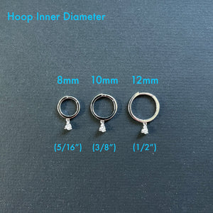 Solid Gold Moissanite Drop Huggie Hoops: Dainty Sleeper Earrings