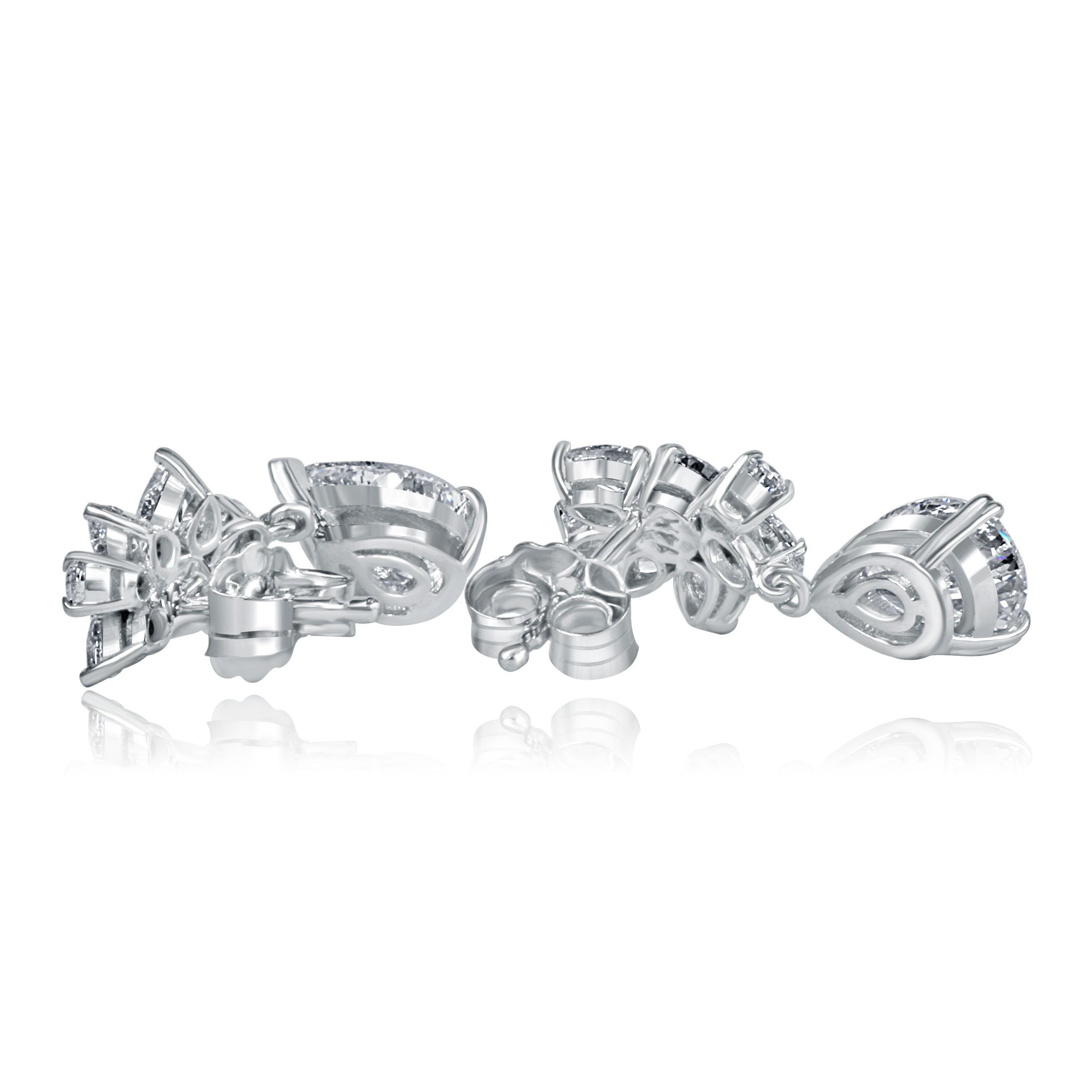 2.30 Ct Lab Grown Diamond Pear Drop Earrings, 14K White Gold Bridal Dangle
