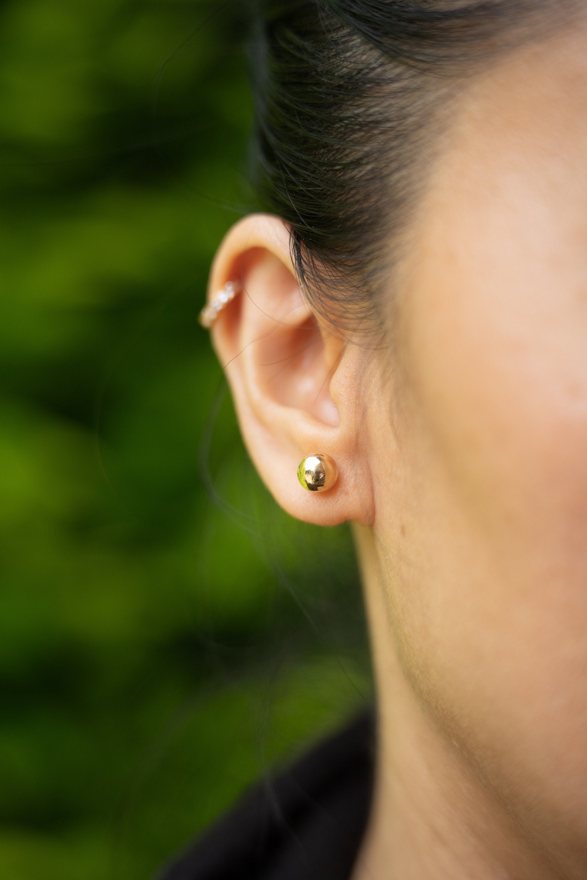 18K Solid Gold Ball Stud Earrings, 7Mm Dainty Minimalist Earrings, Everyday Jewelry, Gift for Her