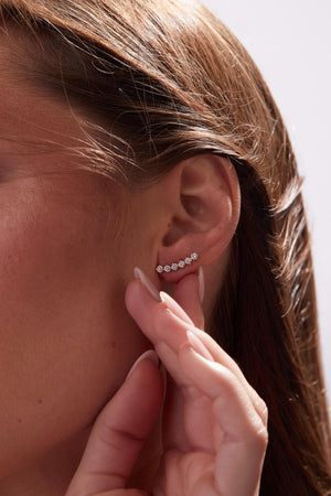 0.80Ct Lab Grown Diamond Ear Climbers – 14K Gold Minimalist Earrings, Unique & Elegant