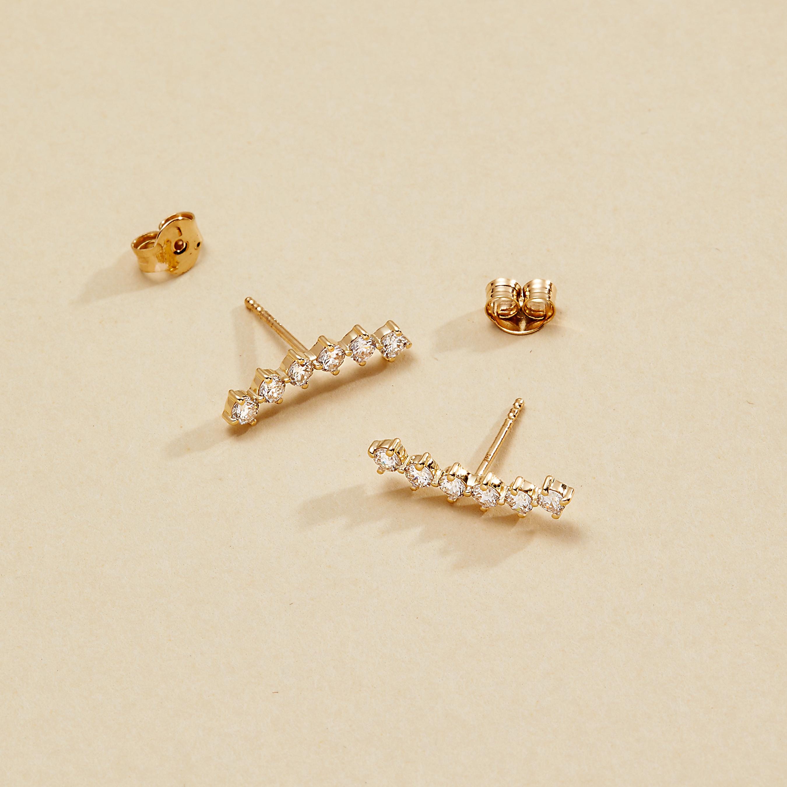 0.80Ct Lab Grown Diamond Ear Climbers – 14K Gold Minimalist Earrings, Unique & Elegant