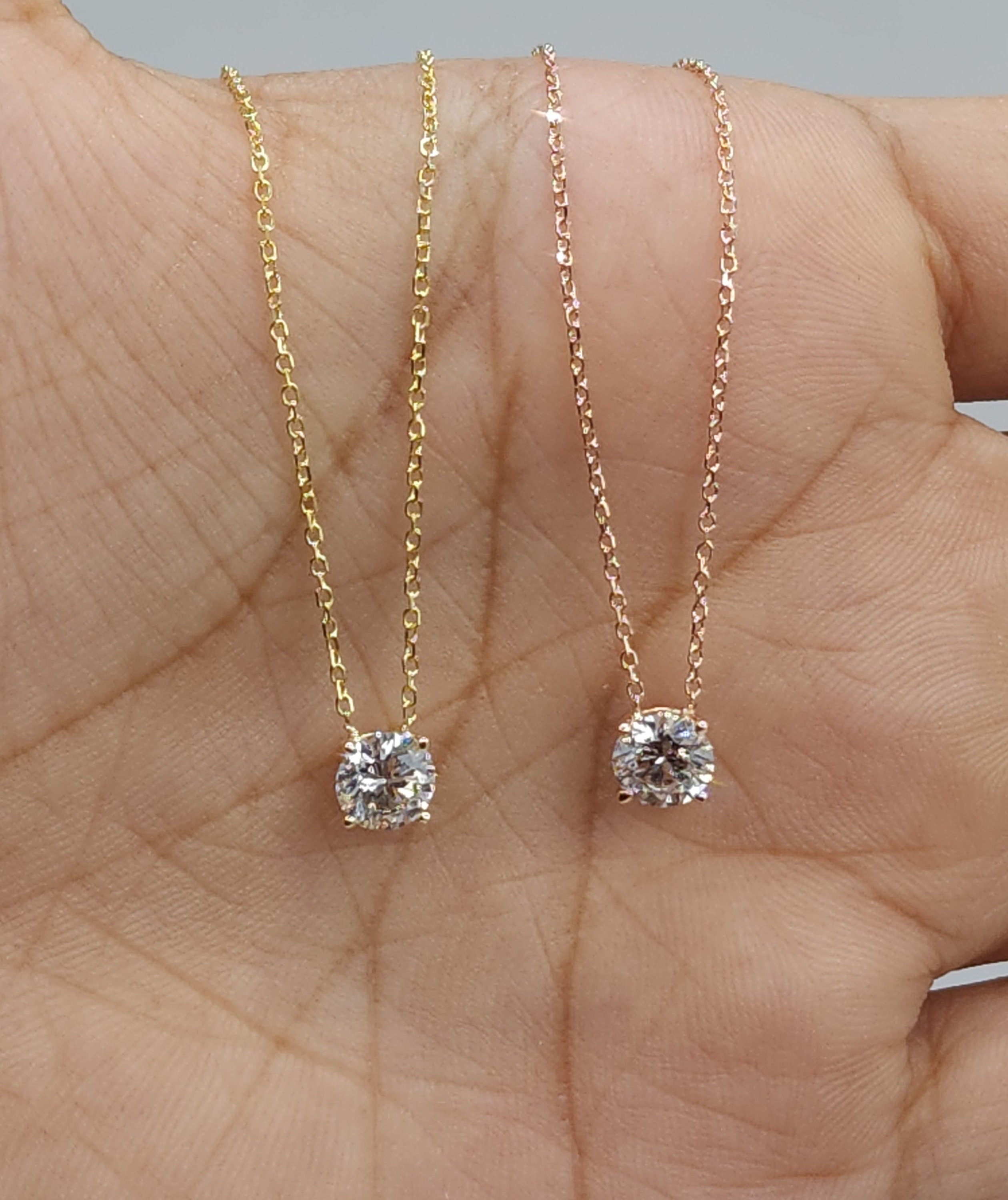 0.50 Ct Diamond Necklace, 14K Gold Lab Grown Diamond Solitaire Pendant