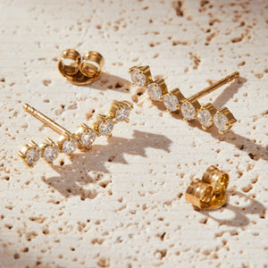 0.80Ct Lab Grown Diamond Ear Climbers – 14K Gold Minimalist Earrings, Unique & Elegant