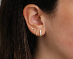 Diamond Paved Huggie Hoop Earring Gift Set • Sterling Silver
