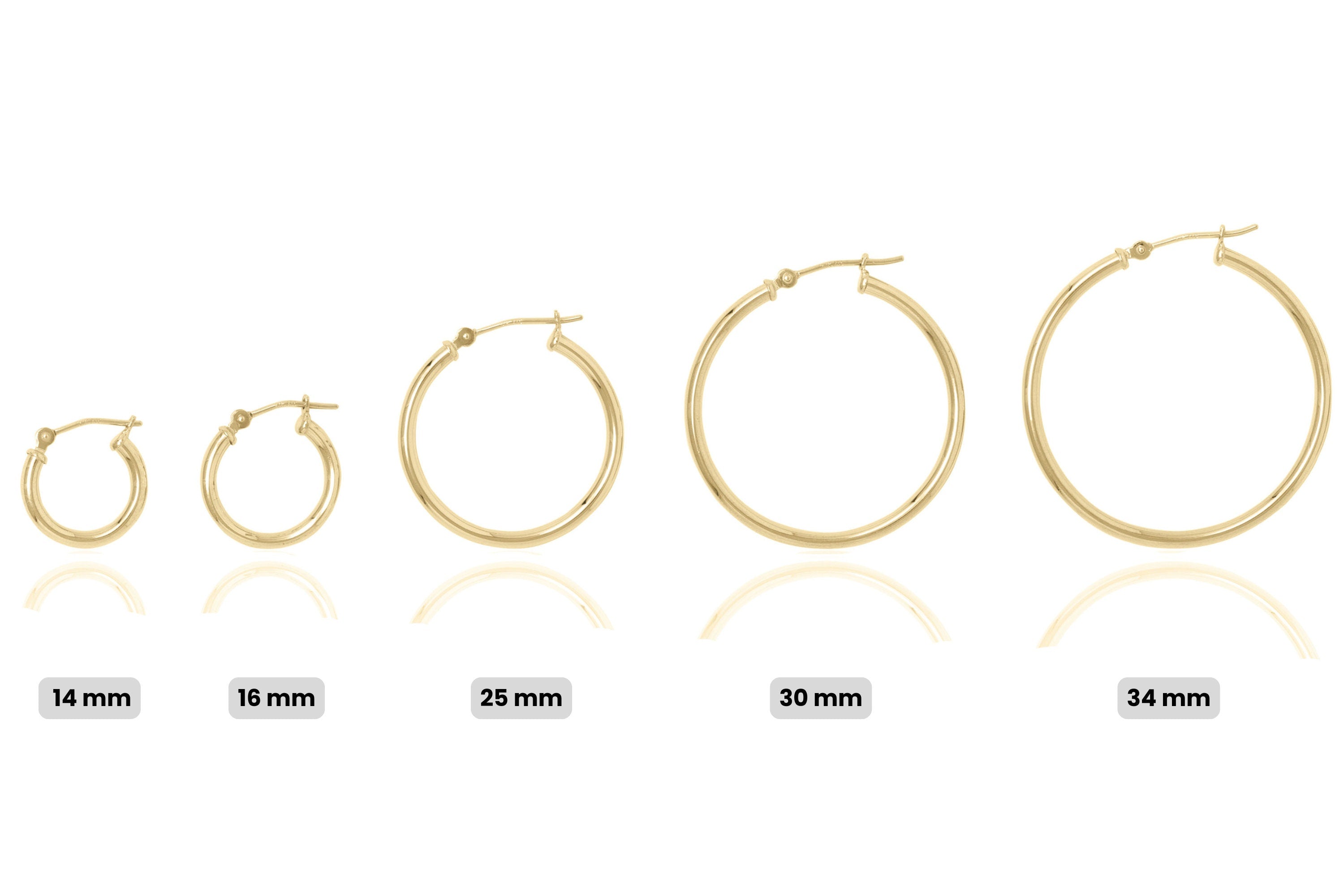 14K Gold Hoop Earrings: Minimalist Lightweight Yellow Gold