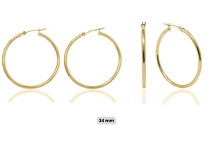 14K Gold Hoop Earrings: Minimalist Lightweight Yellow Gold